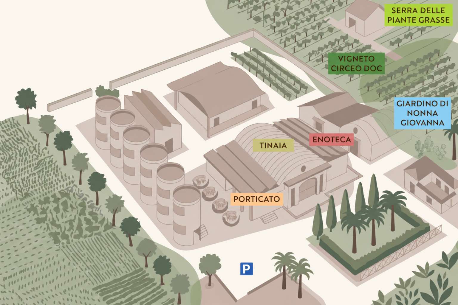 Mappa illustrata interattiva degli spazi di Cantina Villa Gianna